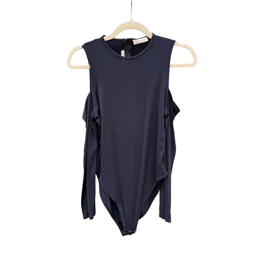 Vintage ARLOTTA Cold Shoulder Black Bodysuit Medium M